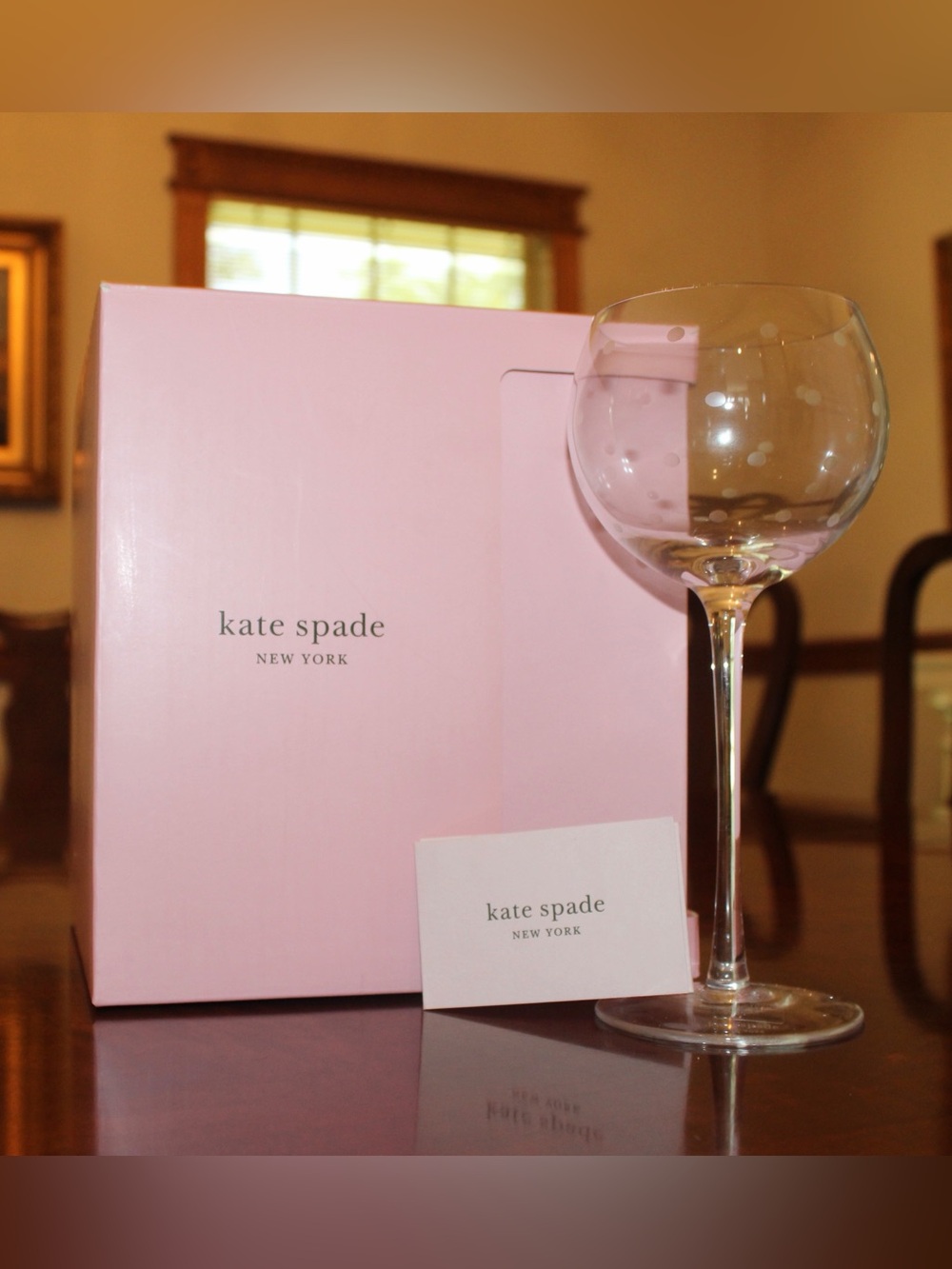Kate Spade New York Polka Dot Wine Glass Set of 4 NIB